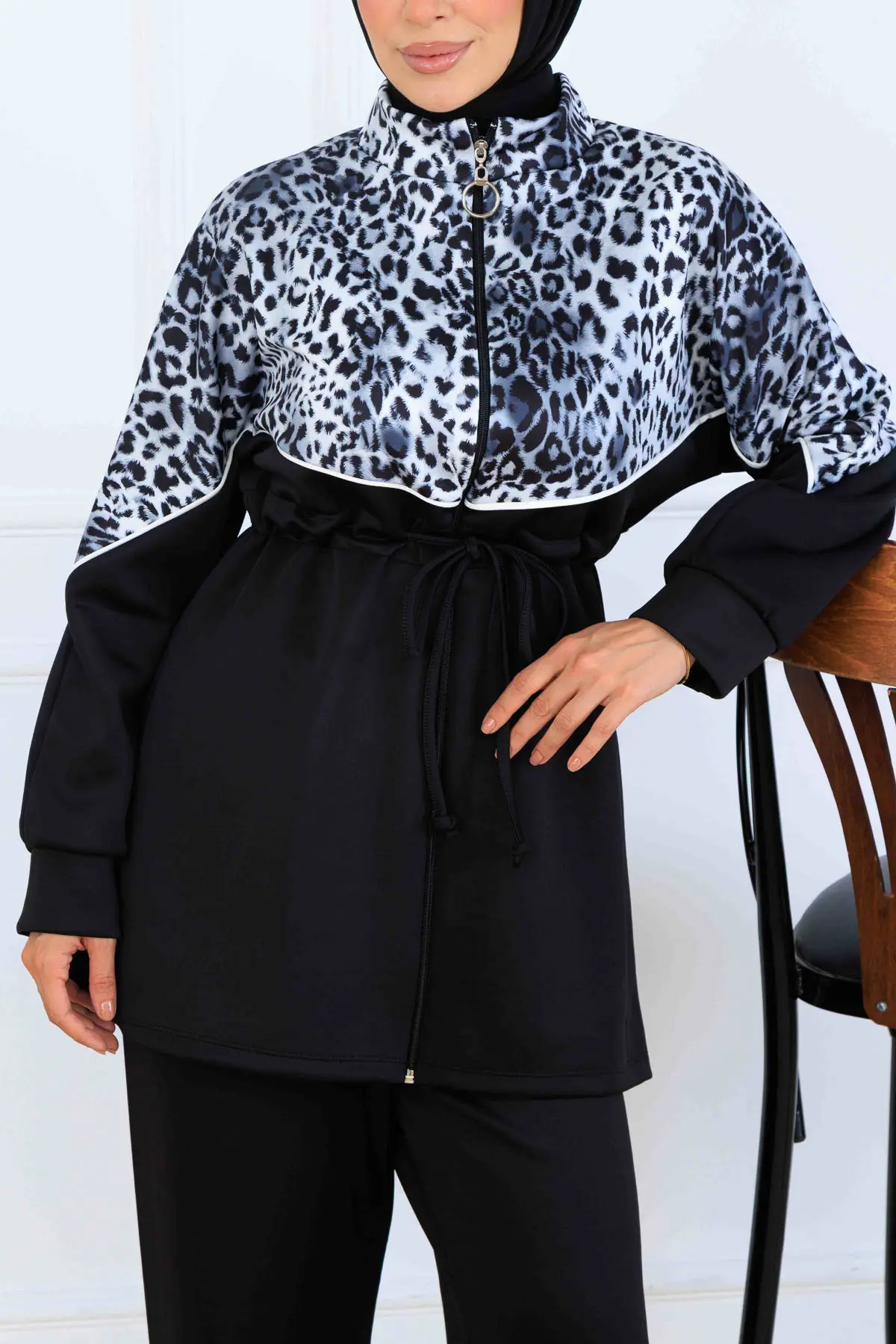 Leopar Desenli Scuba İkili Takım-detail