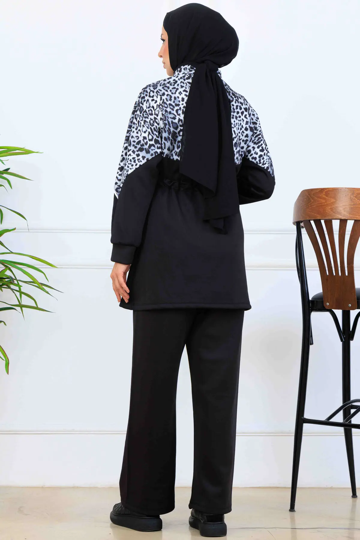 Leopar Desenli Scuba İkili Takım-detail