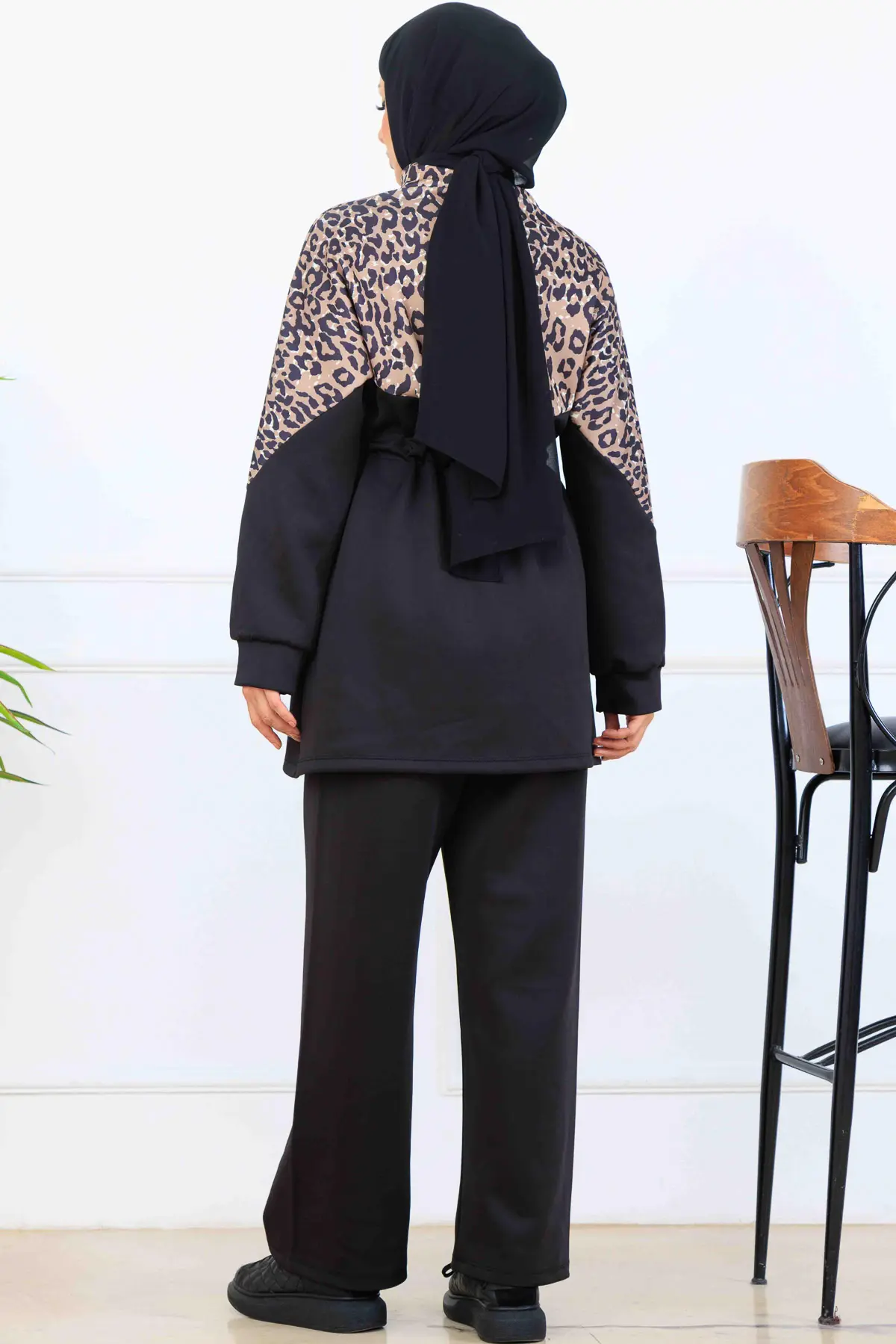 Leopar Desenli Scuba İkili Takım-detail