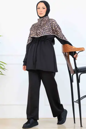 Leopar Desenli Scuba İkili Takım