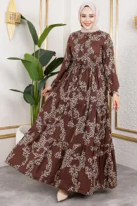 Leopar Desenli Viskon Elbise