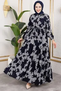 Leopar Desenli Viskon Elbise