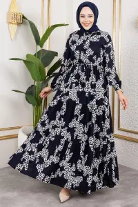 Leopar Desenli Viskon Elbise