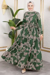 Leopar Desenli Viskon Elbise