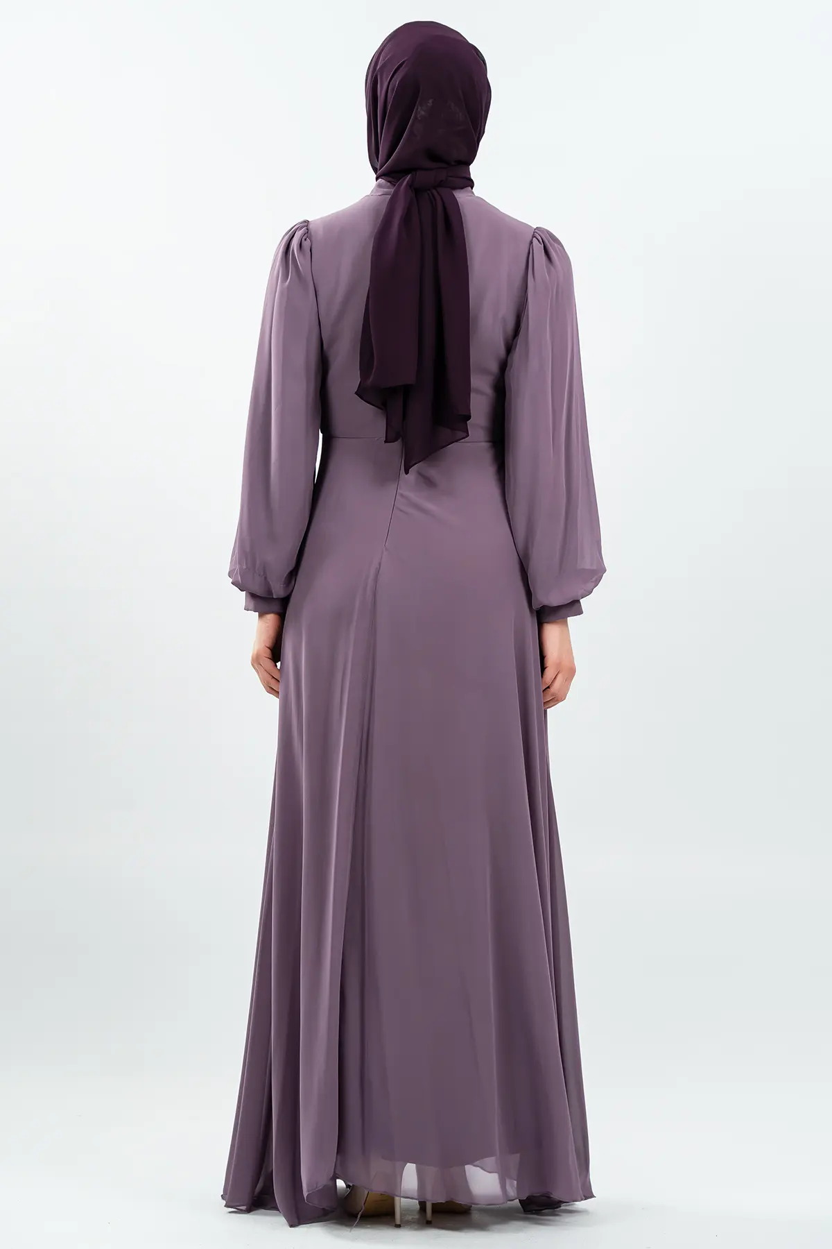 Lila Özel Gün Tesettür Abiye-detail