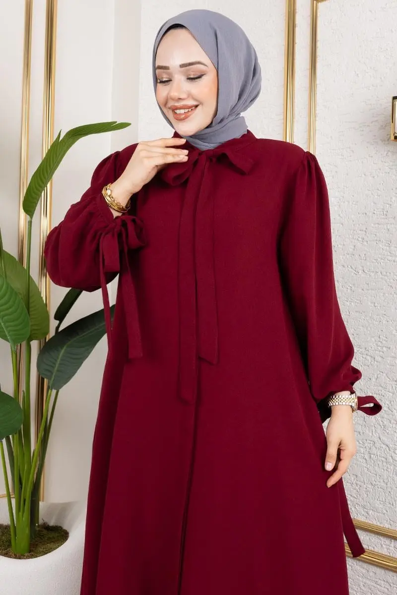 Manşeti Bağcıklı Elbise Ferace-detail