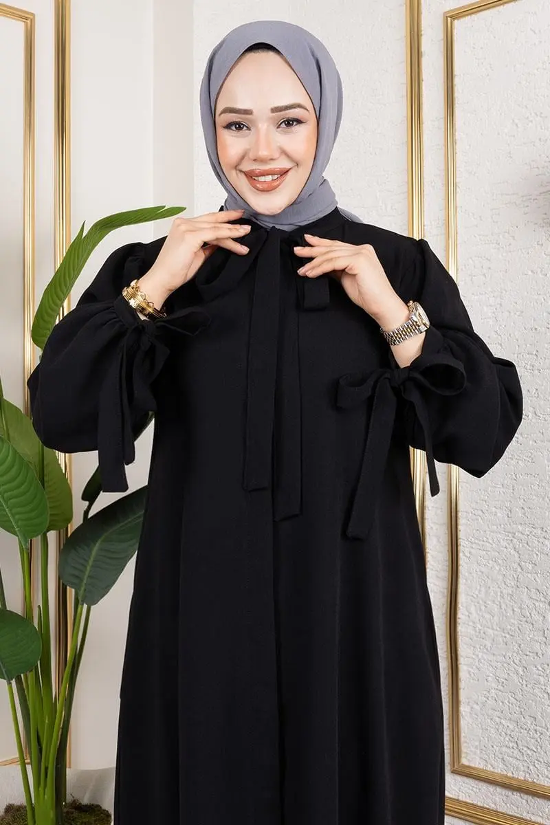 Manşeti Bağcıklı Elbise Ferace-detail