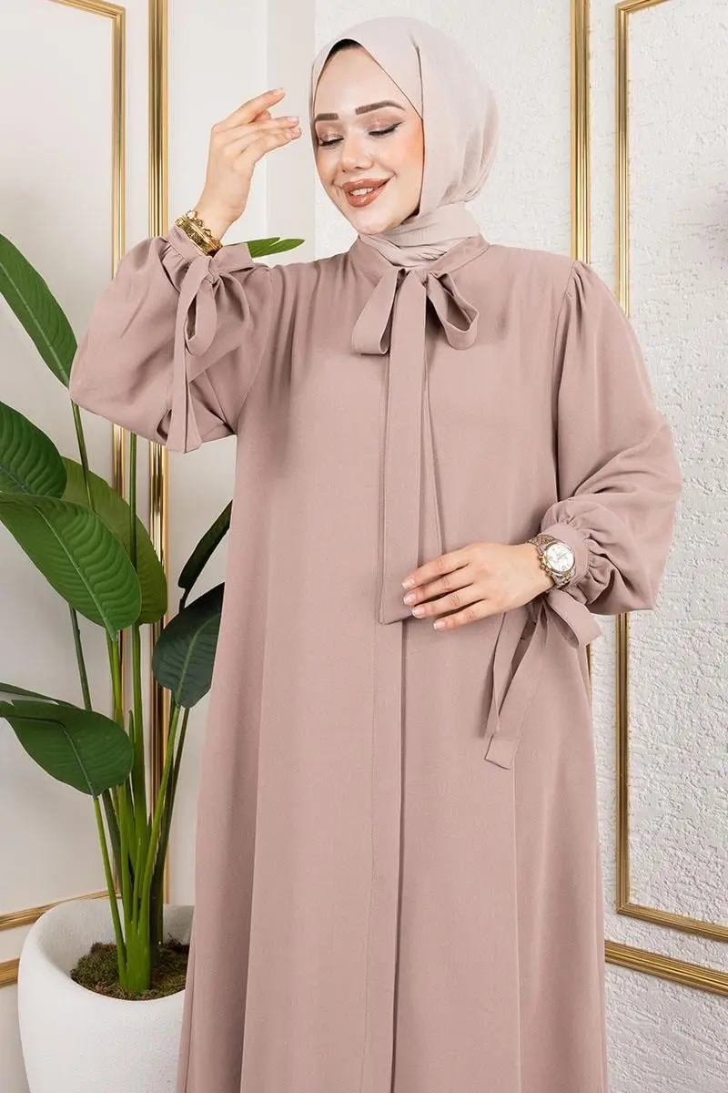 Manşeti Bağcıklı Elbise Ferace-detail