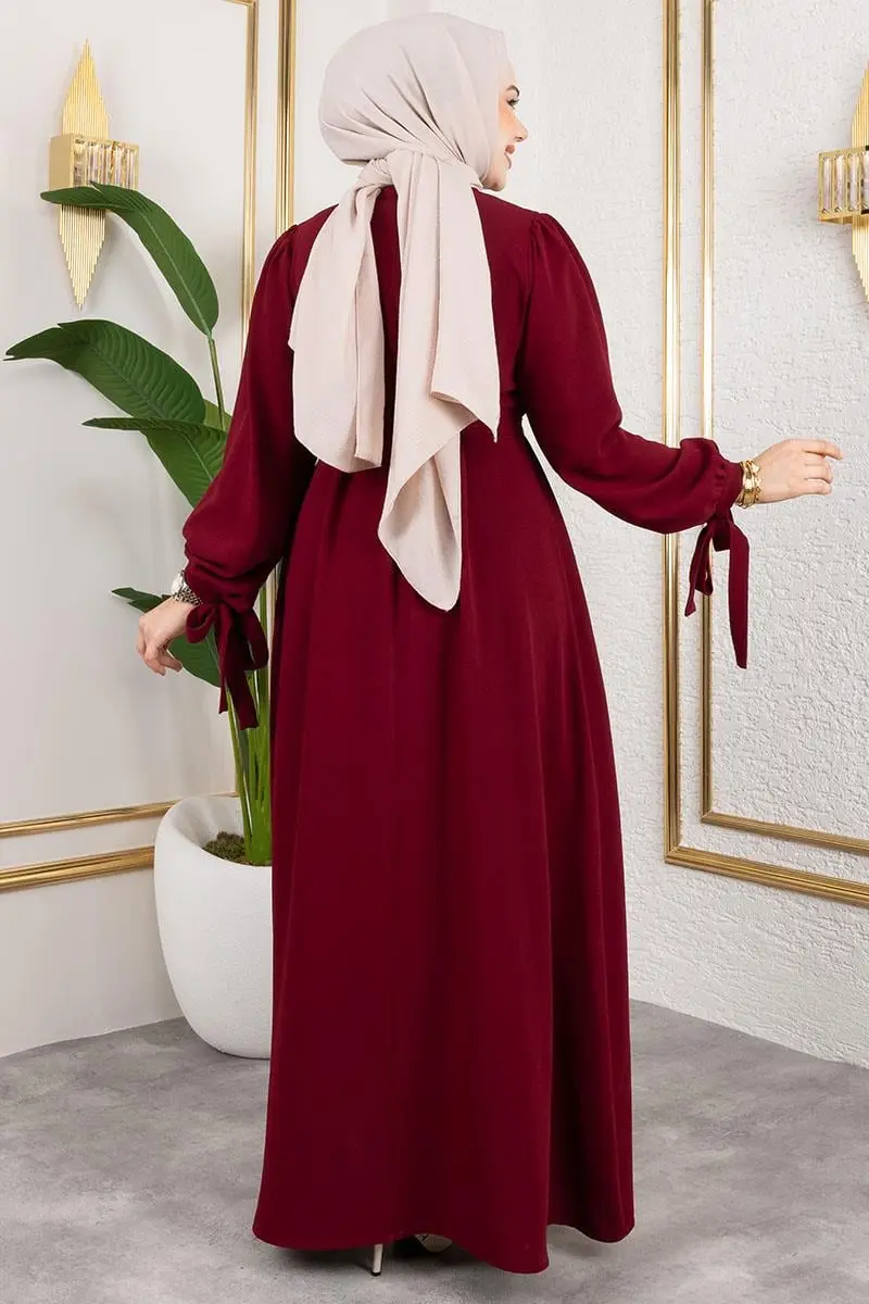 Manşeti Bağcıklı Tesettür Elbise-detail
