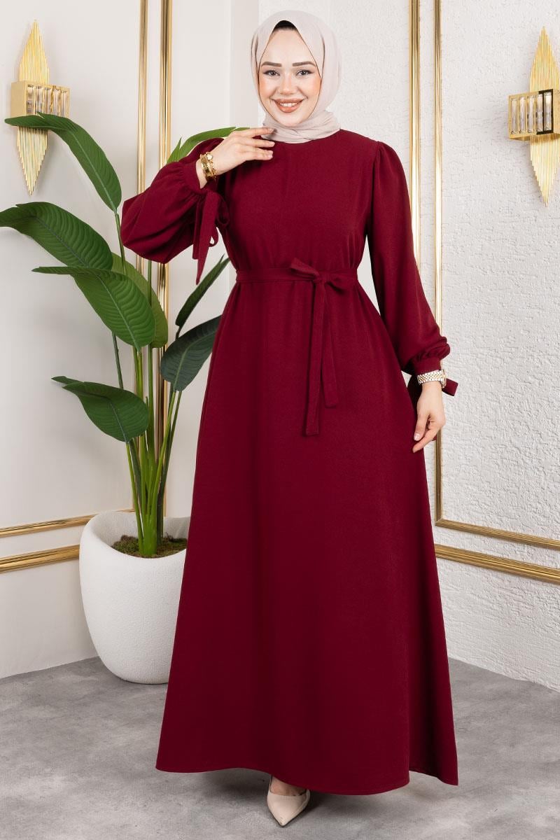 Manşeti Bağcıklı Tesettür Elbise