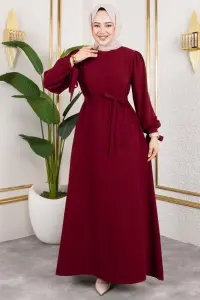 Manşeti Bağcıklı Tesettür Elbise