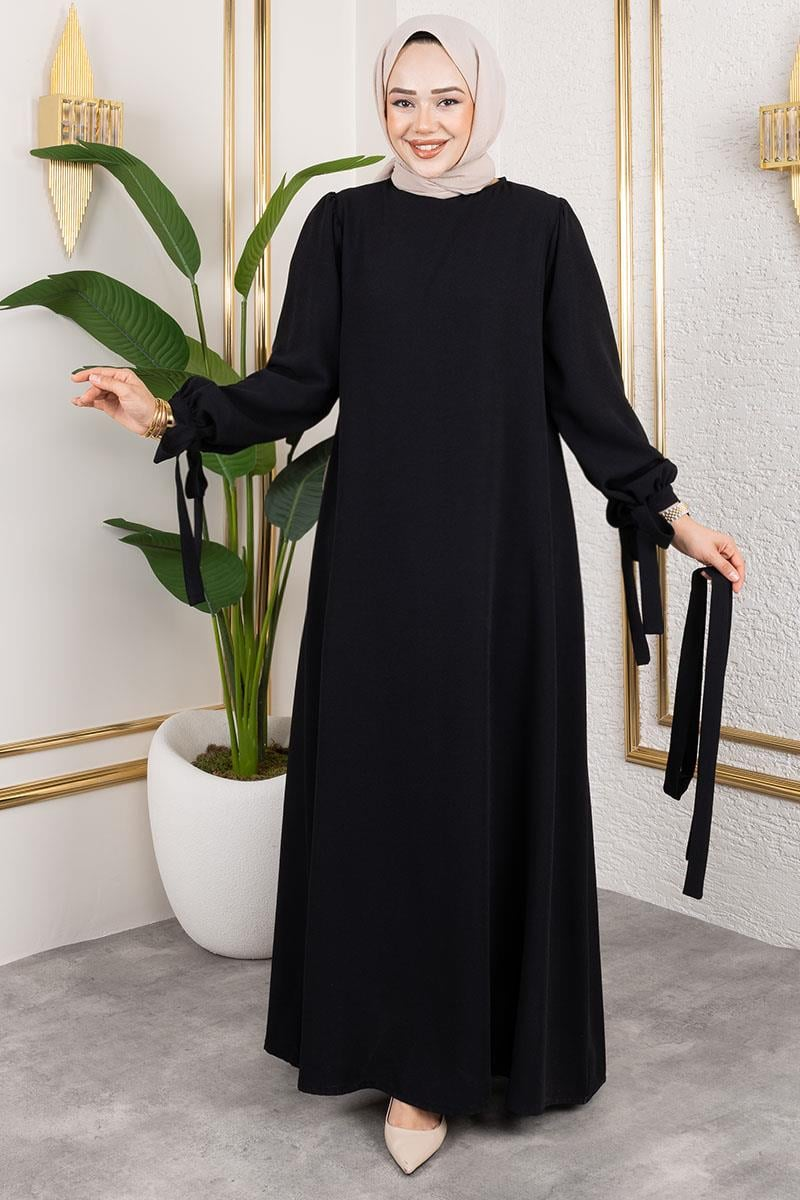Manşeti Bağcıklı Tesettür Elbise