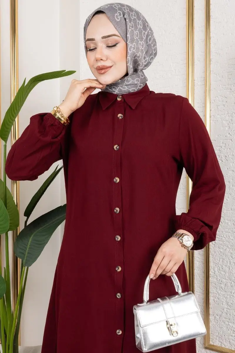 Manşeti Lastikli Viskon Tunik-detail