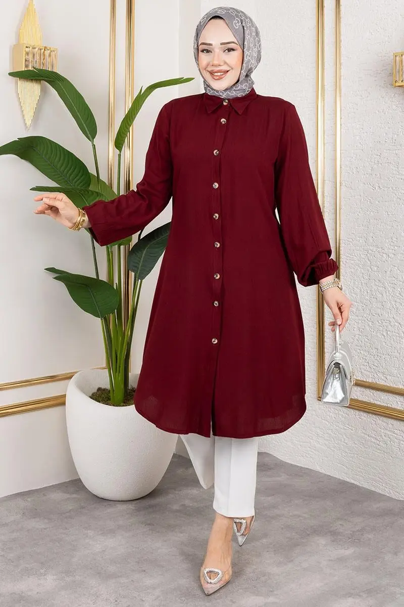 Manşeti Lastikli Viskon Tunik-detail