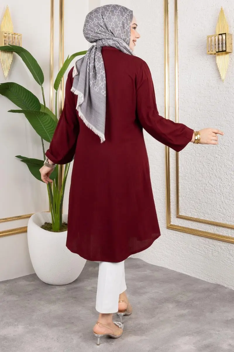 Manşeti Lastikli Viskon Tunik-detail