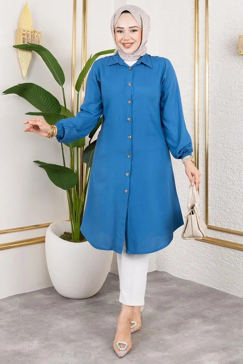 Manşeti Lastikli Viskon Tunik-detail