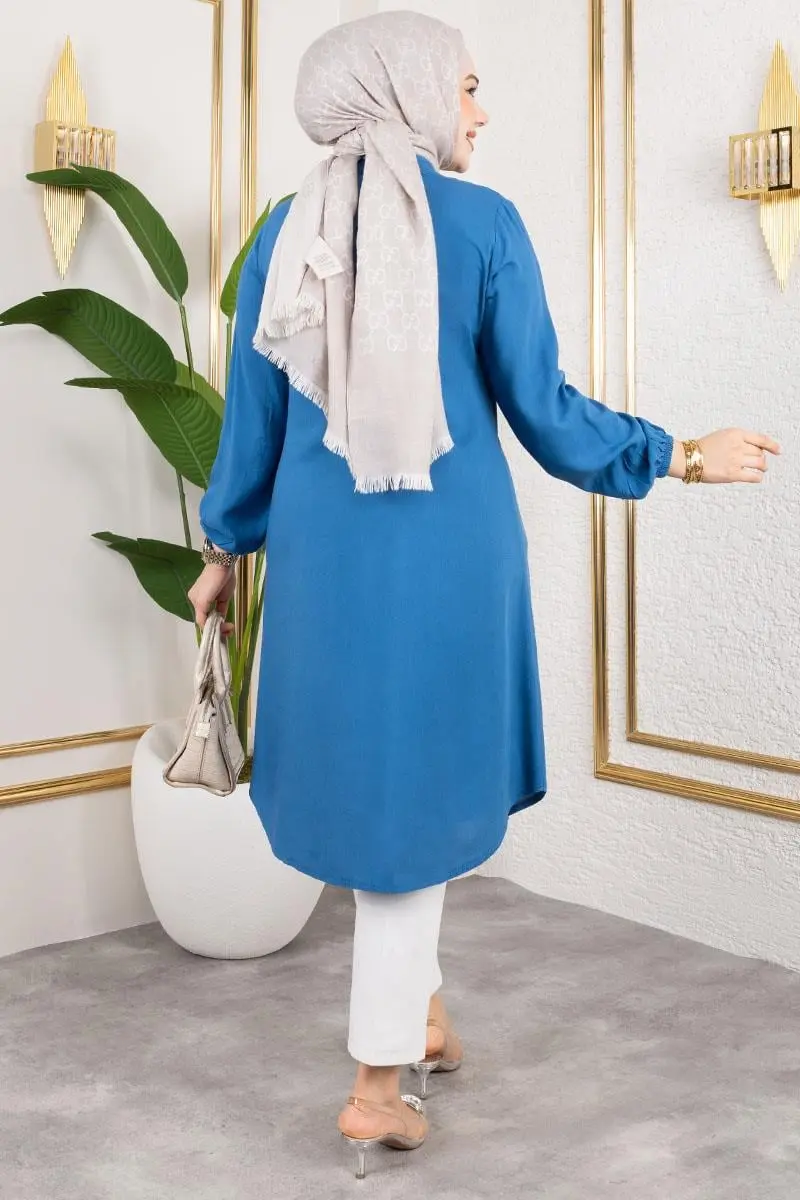 Manşeti Lastikli Viskon Tunik-detail