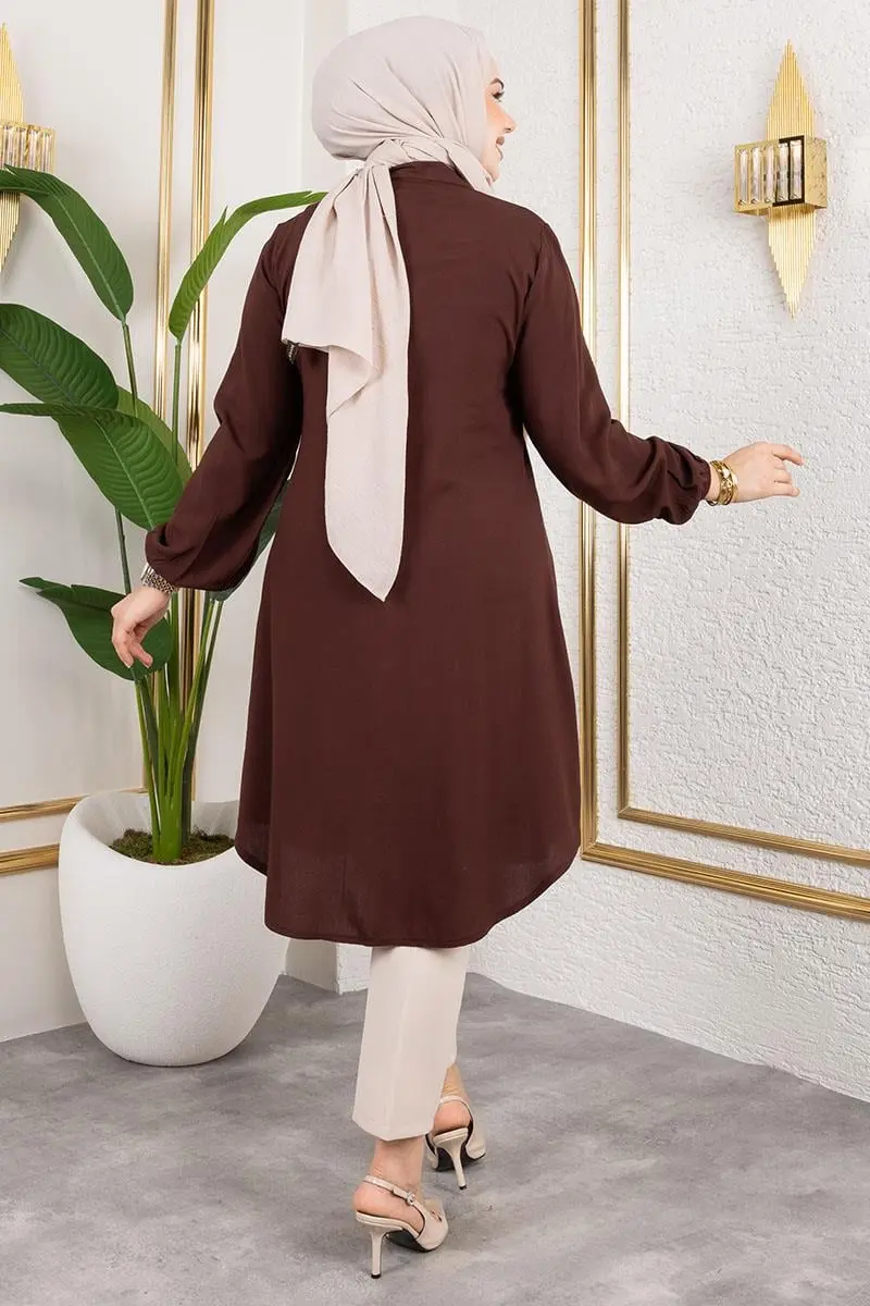 Manşeti Lastikli Viskon Tunik-detail