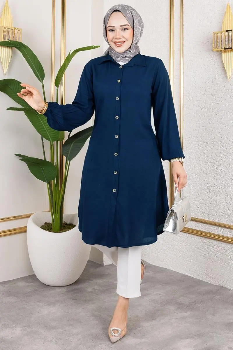 Manşeti Lastikli Viskon Tunik-detail