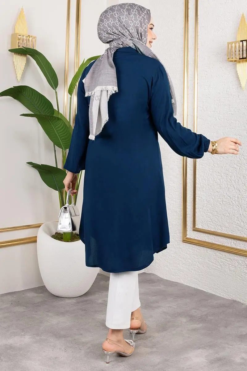 Manşeti Lastikli Viskon Tunik-detail