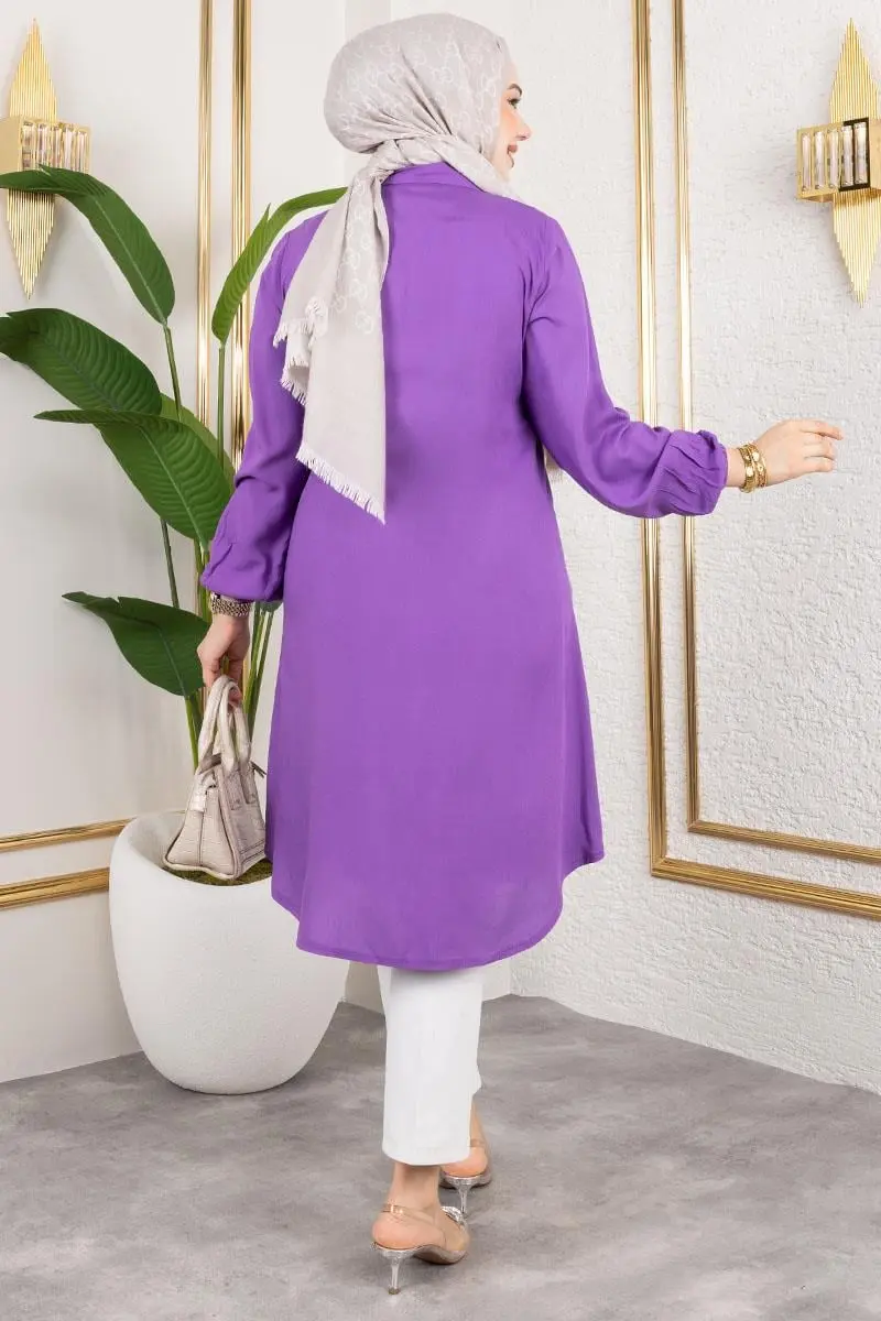 Manşeti Lastikli Viskon Tunik-detail