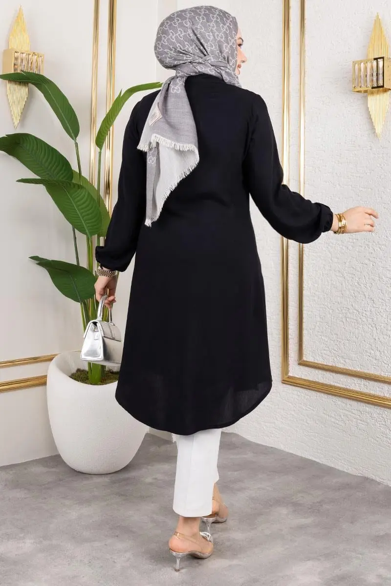 Manşeti Lastikli Viskon Tunik-detail