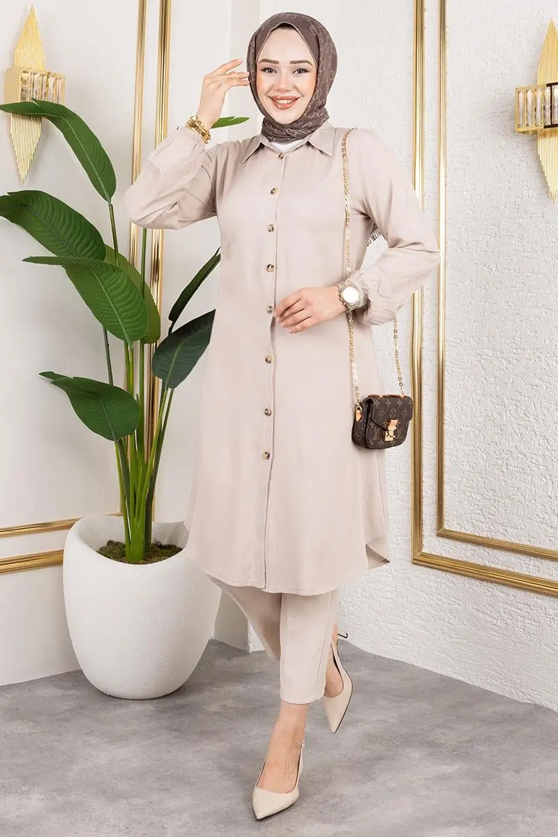 Manşeti Lastikli Viskon Tunik-detail