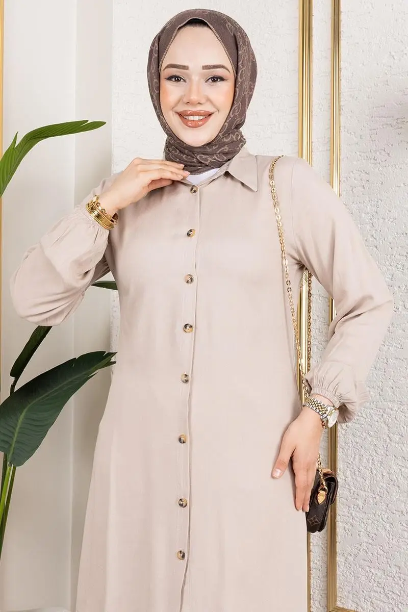 Manşeti Lastikli Viskon Tunik-detail