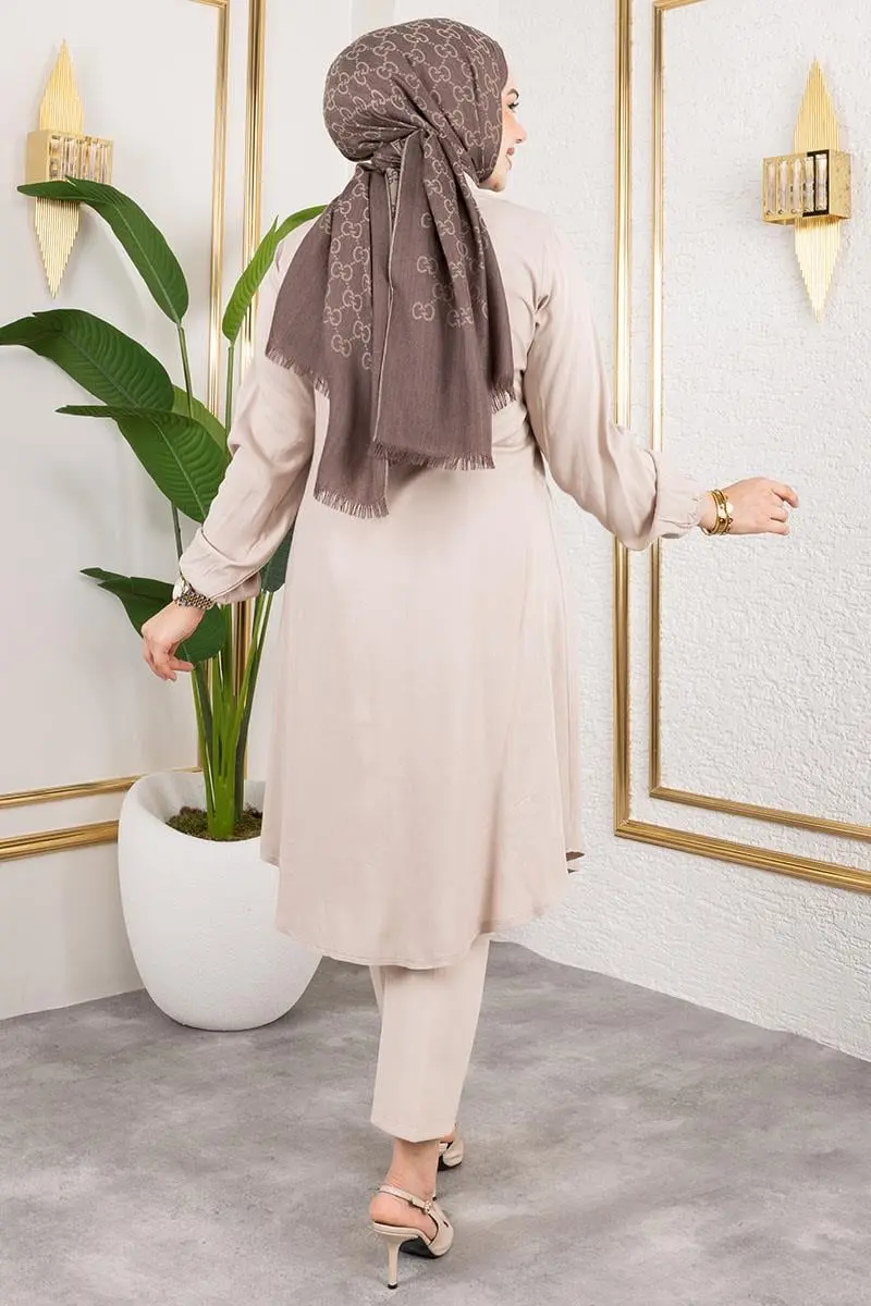 Manşeti Lastikli Viskon Tunik-detail