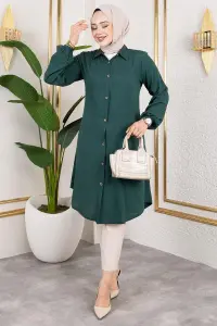 Manşeti Lastikli Viskon Tunik