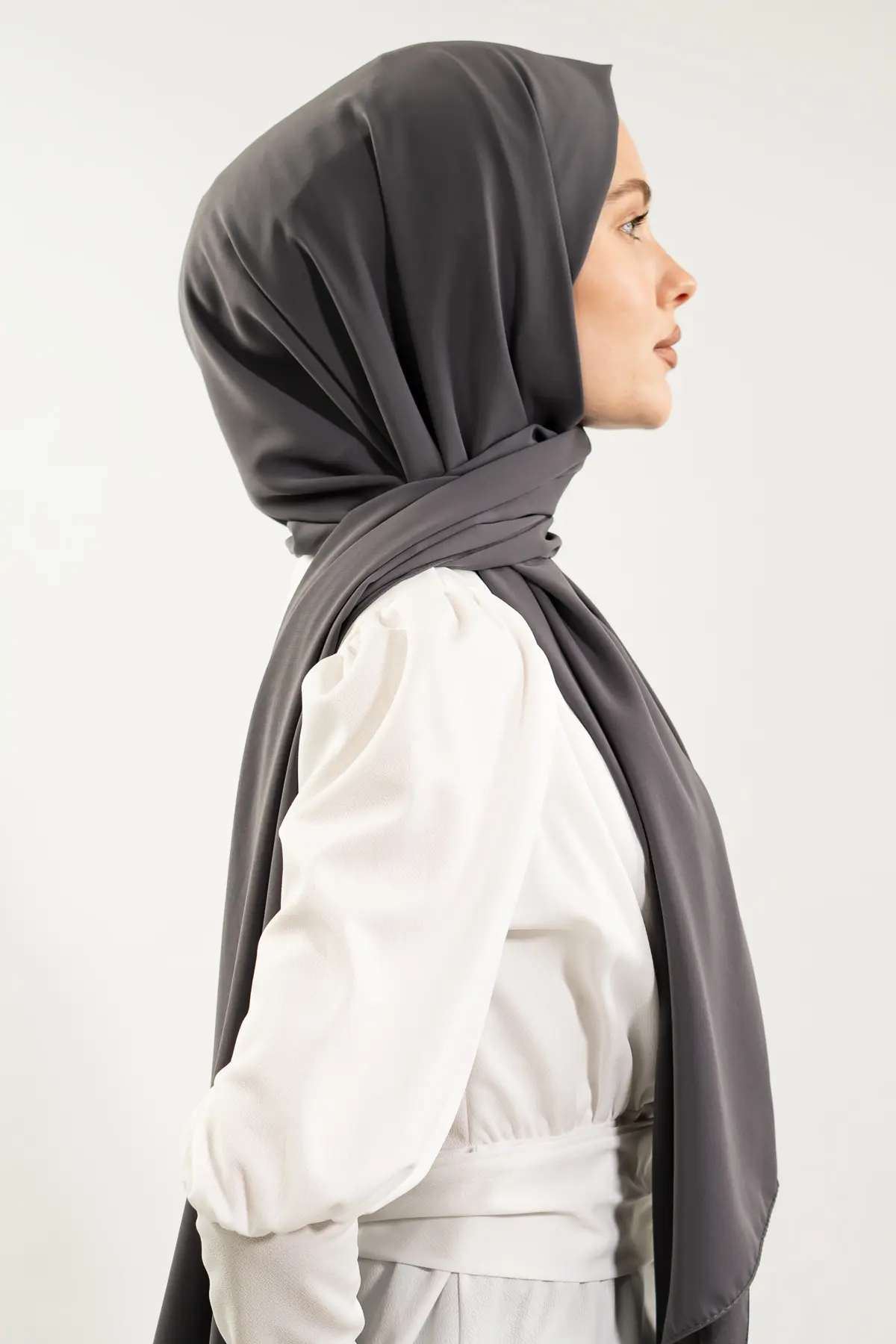 Madina Silk Antrasit Shawl-detail