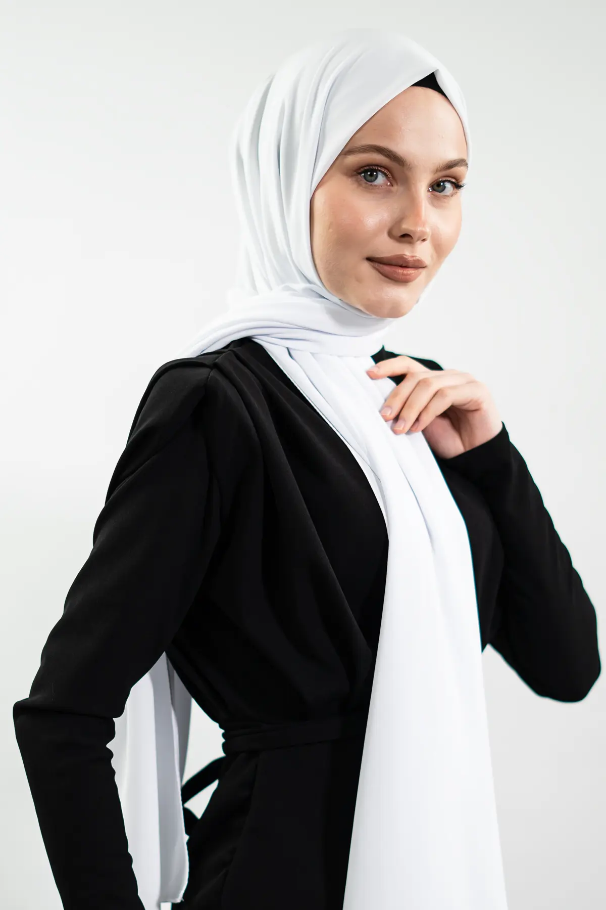 Medine Ipeği Beyaz Şal-detail