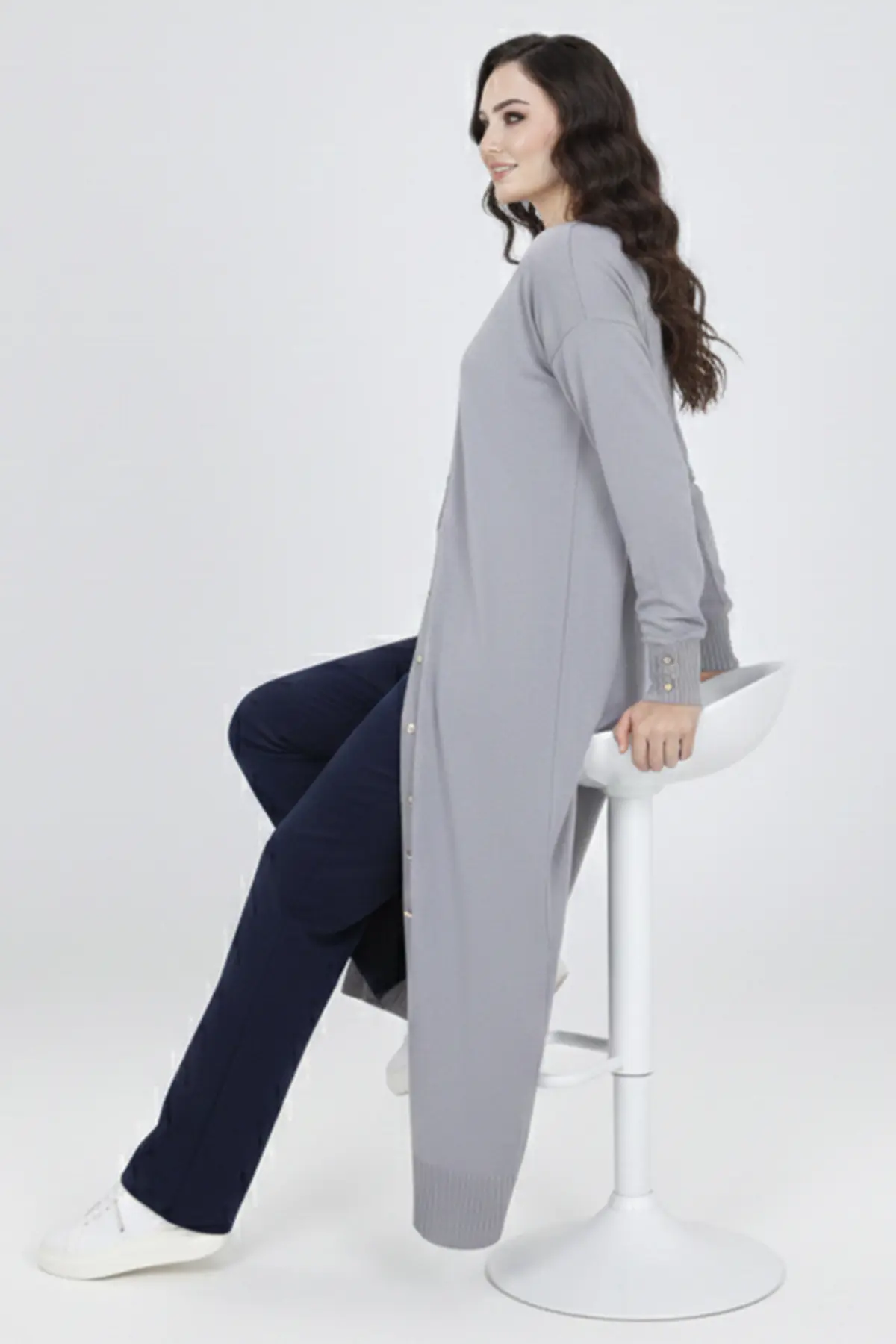 Mercerized Long Cardigan-detail