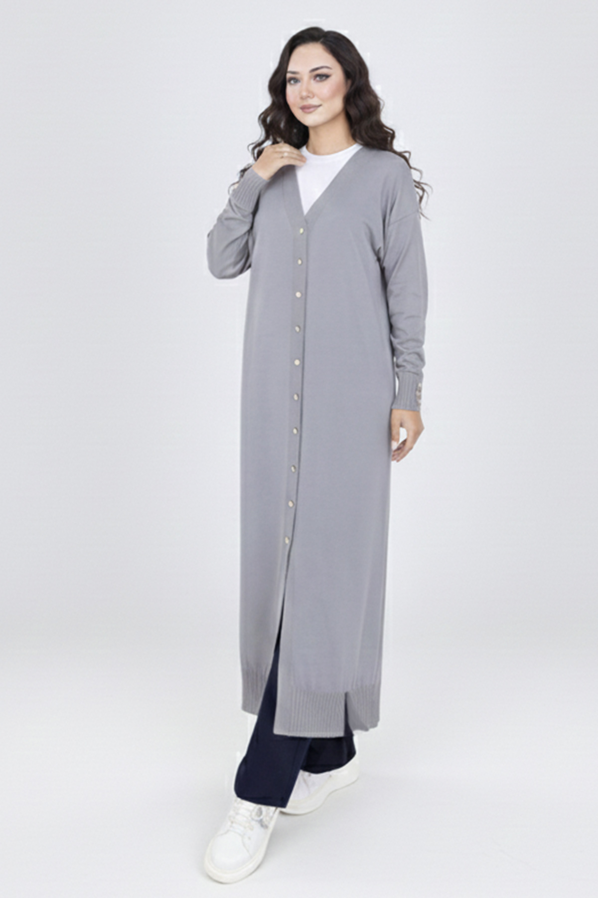 Mercerized Long Cardigan