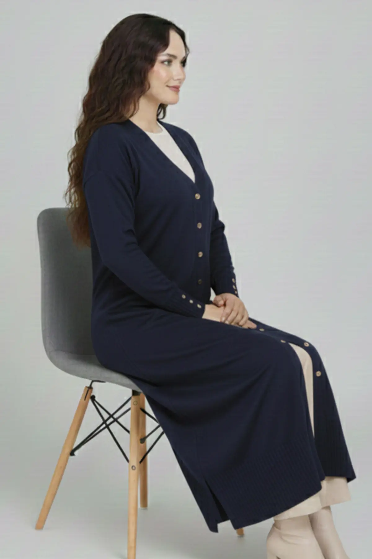 Mercerized Long Cardigan-detail