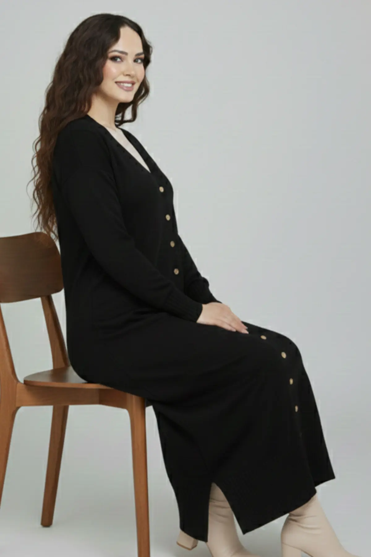 Mercerized Long Cardigan-detail