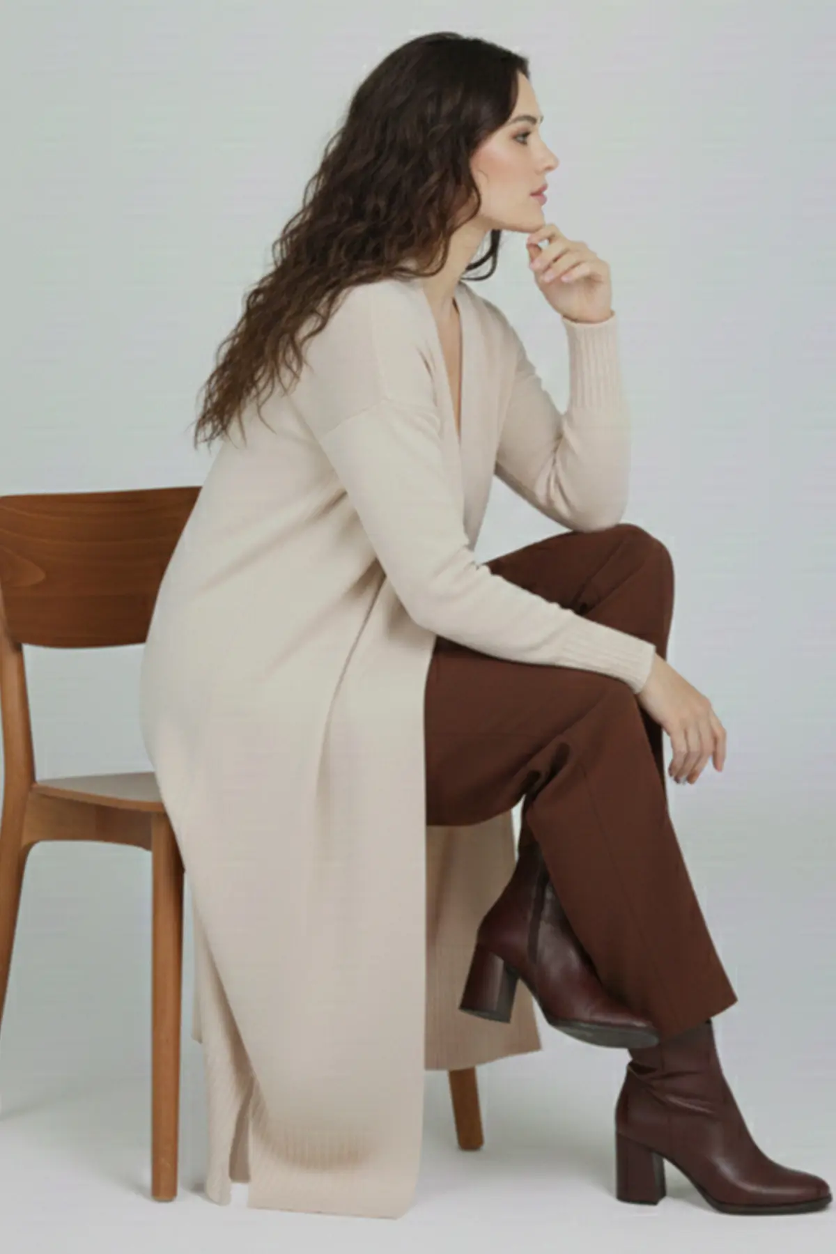 Mercerized Long Cardigan-detail