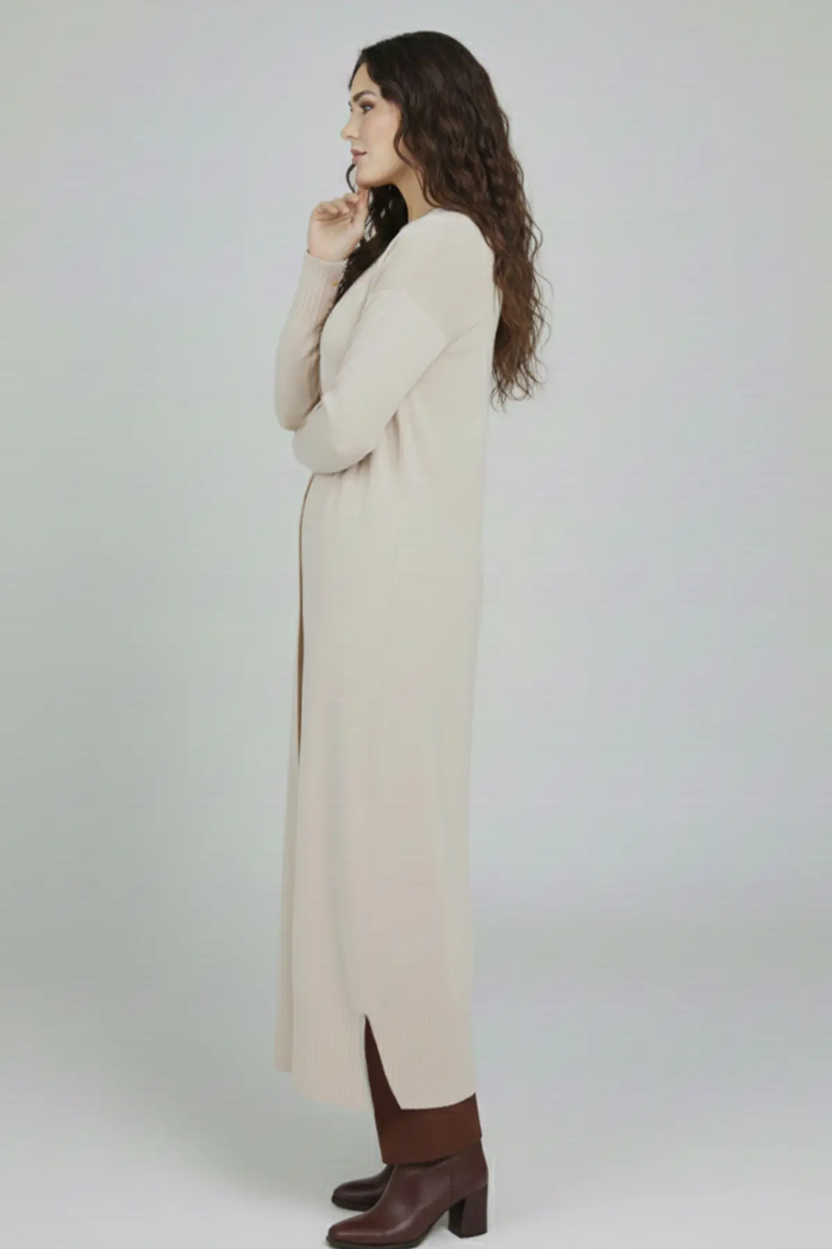 Mercerized Long Cardigan-detail