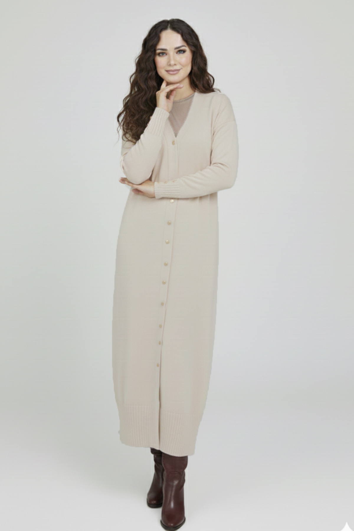 Mercerized Long Cardigan