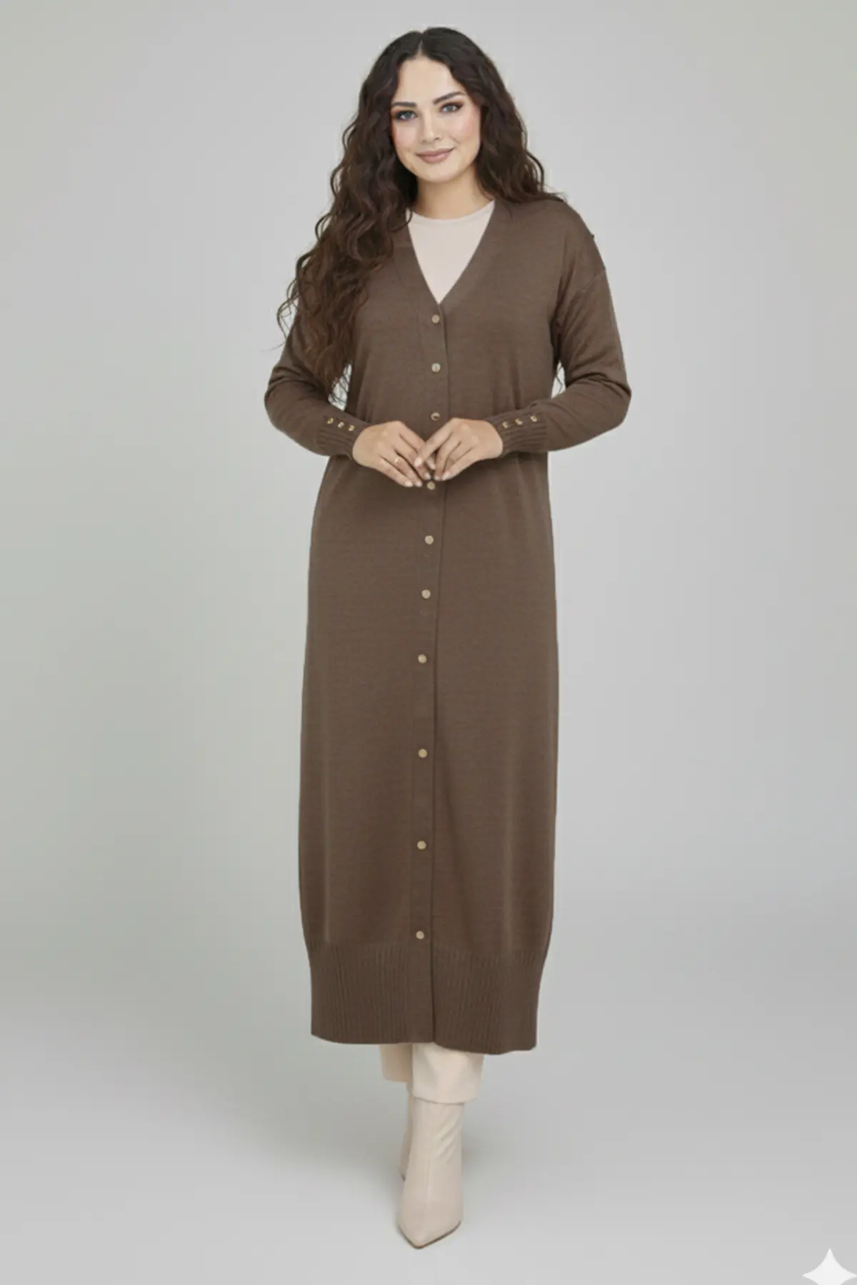 Mercerized Long Cardigan-detail