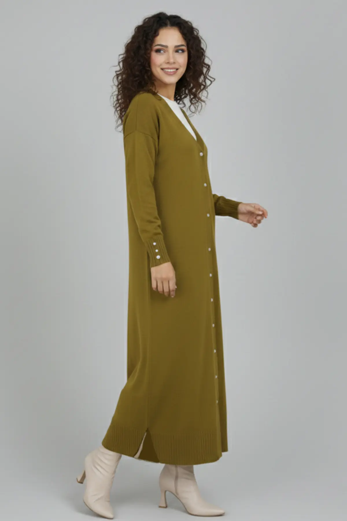 Mercerized Long Cardigan-detail