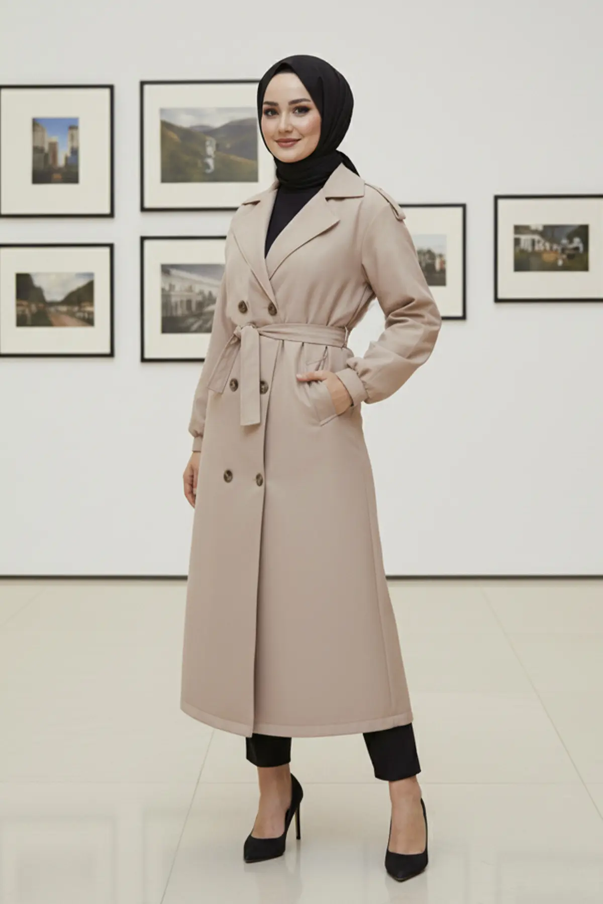 Mevsimlik Kuşaklı Trençkot-detail