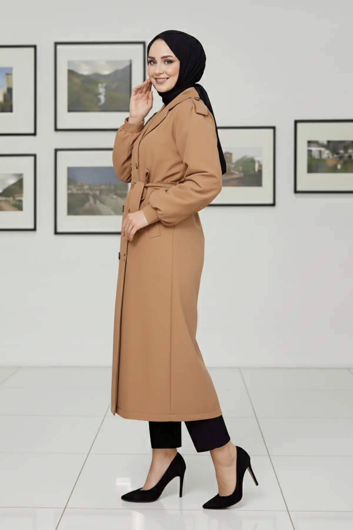 Mevsimlik Kuşaklı Trençkot-detail