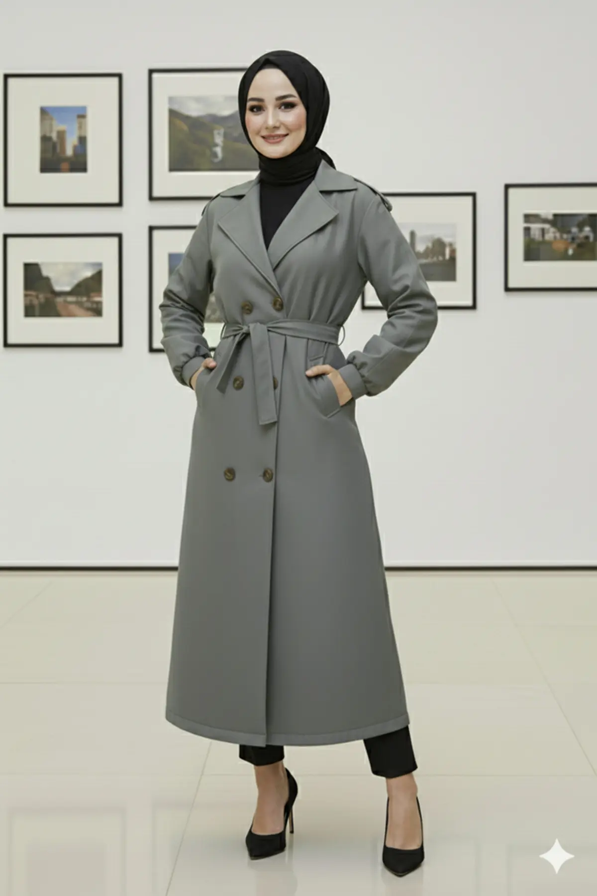 Mevsimlik Kuşaklı Trençkot-detail