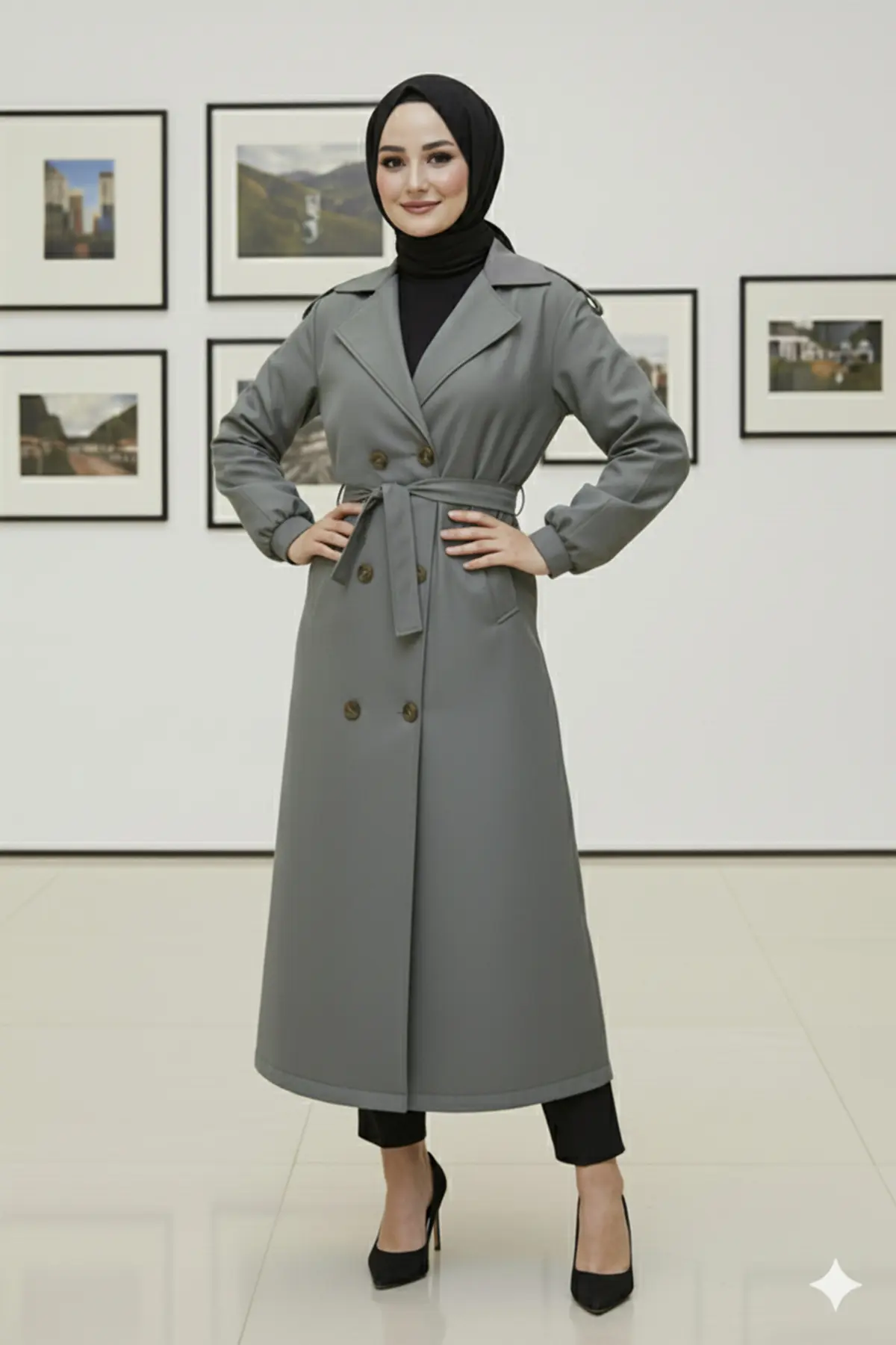 Mevsimlik Kuşaklı Trençkot-detail