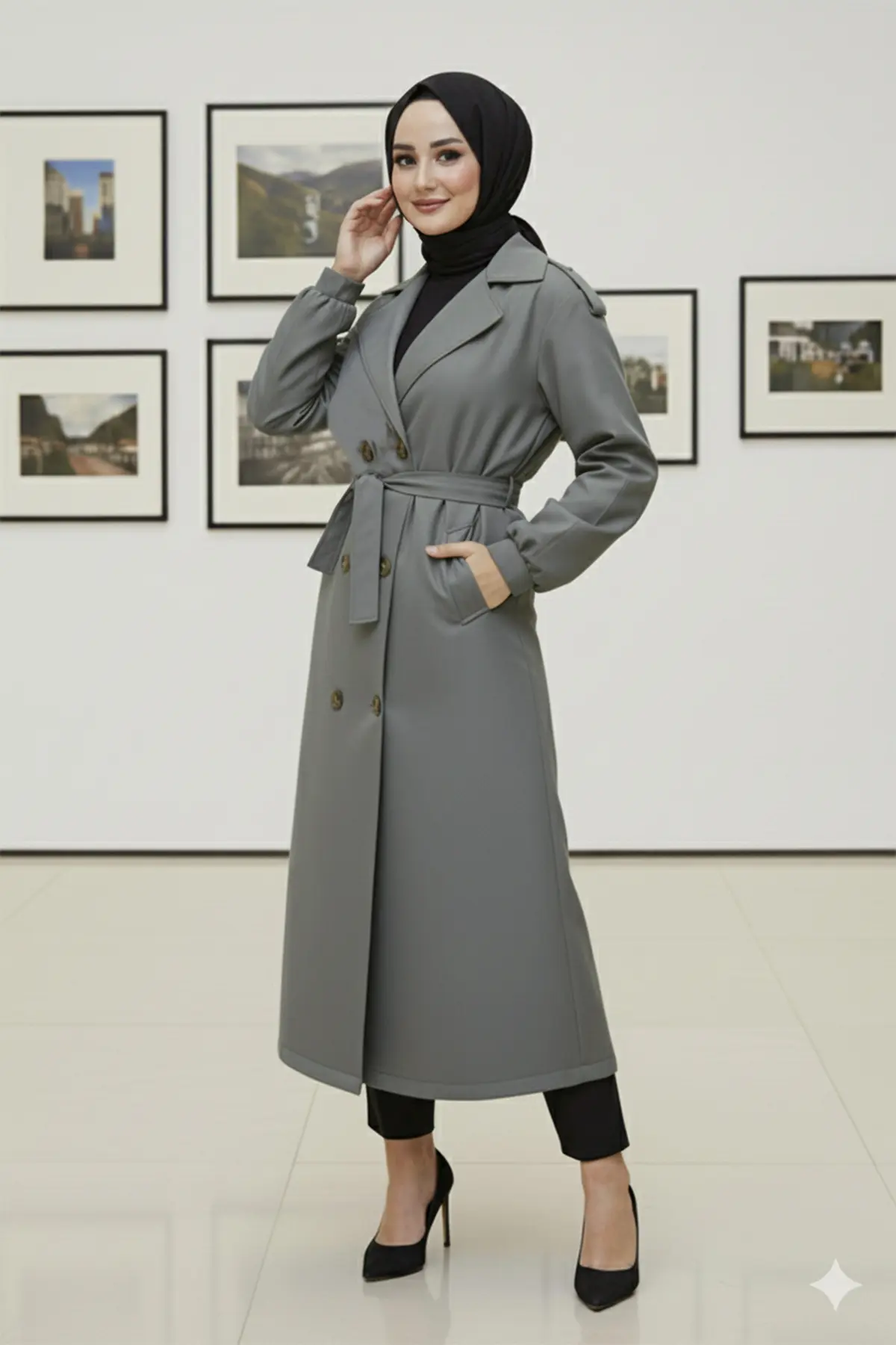 Mevsimlik Kuşaklı Trençkot-detail