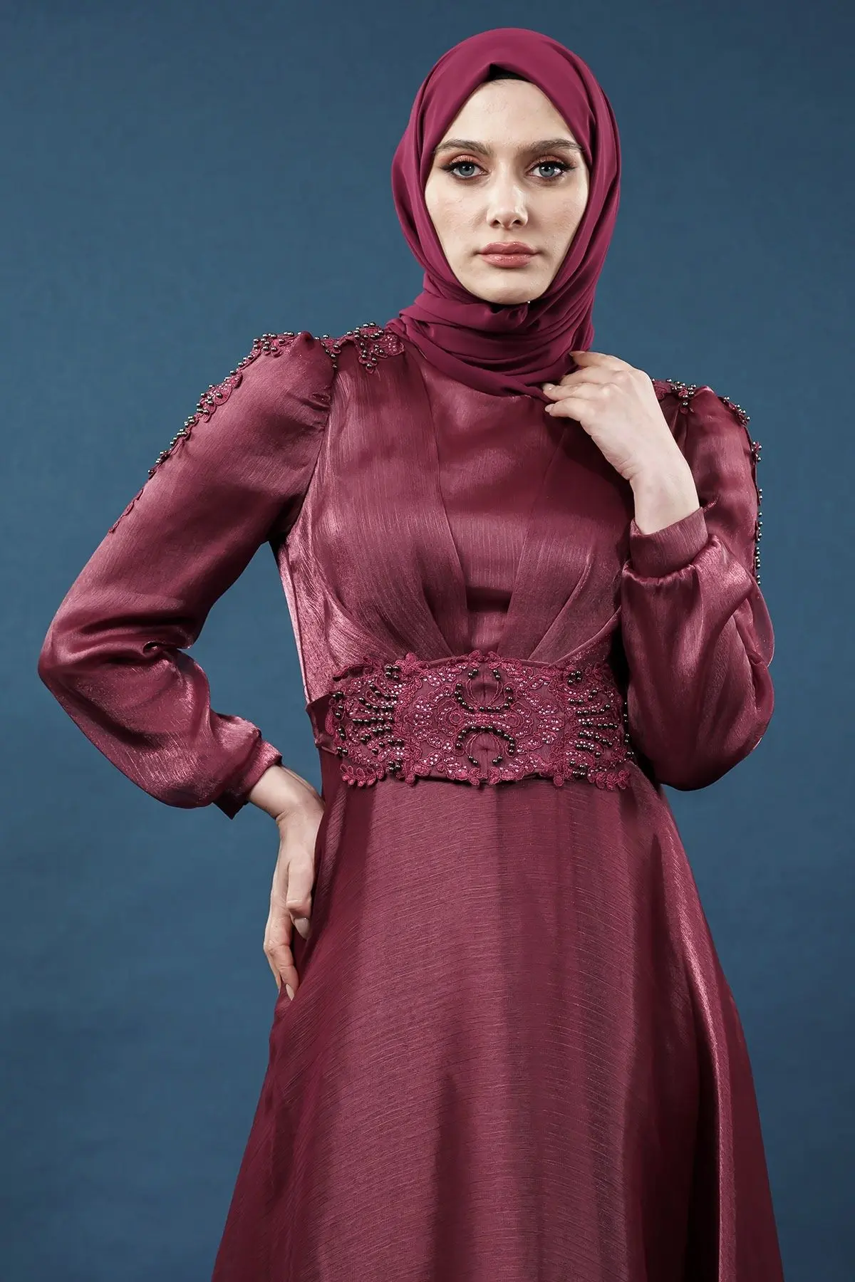 Mürdüm Özel Gün Tesettür Abiye-detail