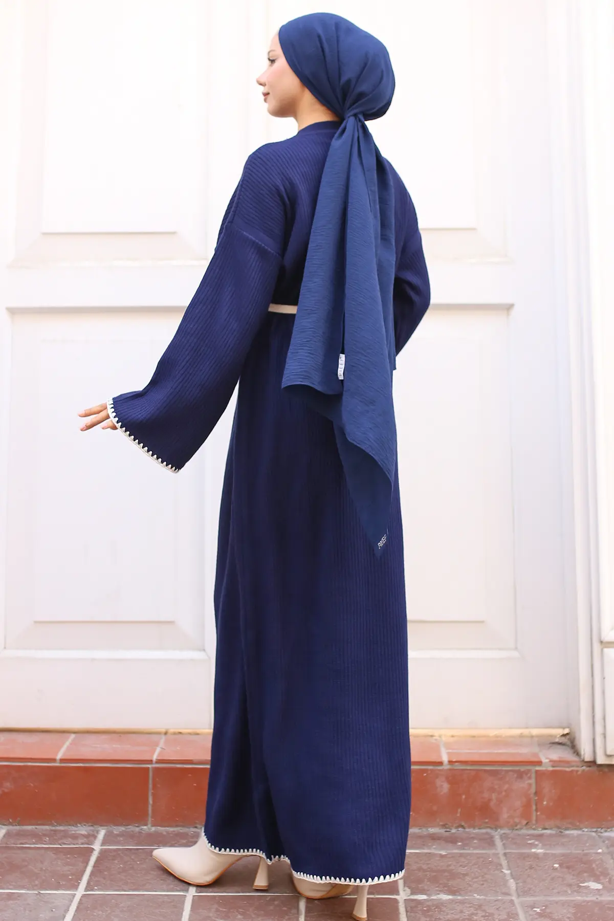 Nakış Detaylı Triko Elbise Yağ Yeşili-detail