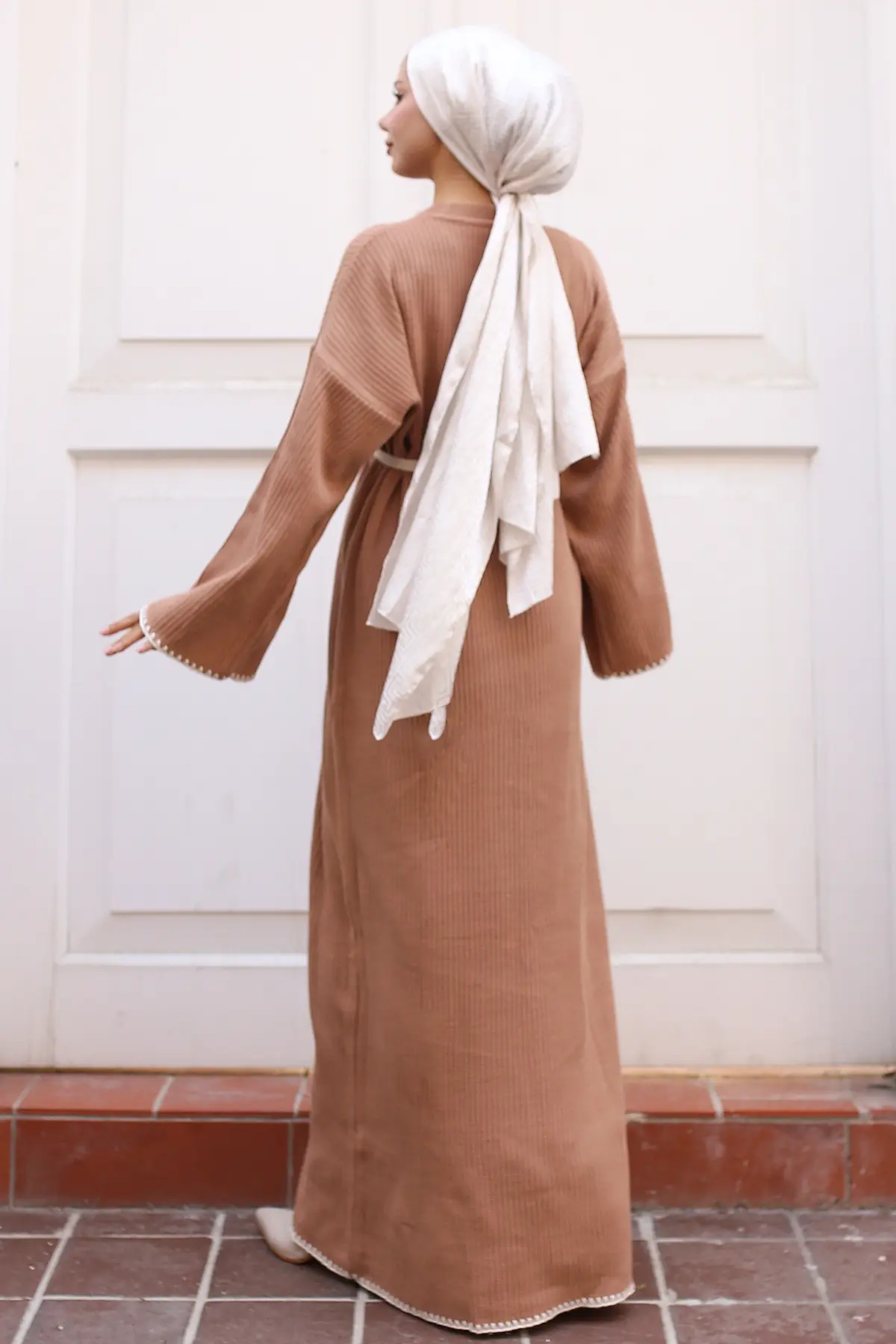 Nakış Detaylı Triko Elbise Yağ Yeşili-detail