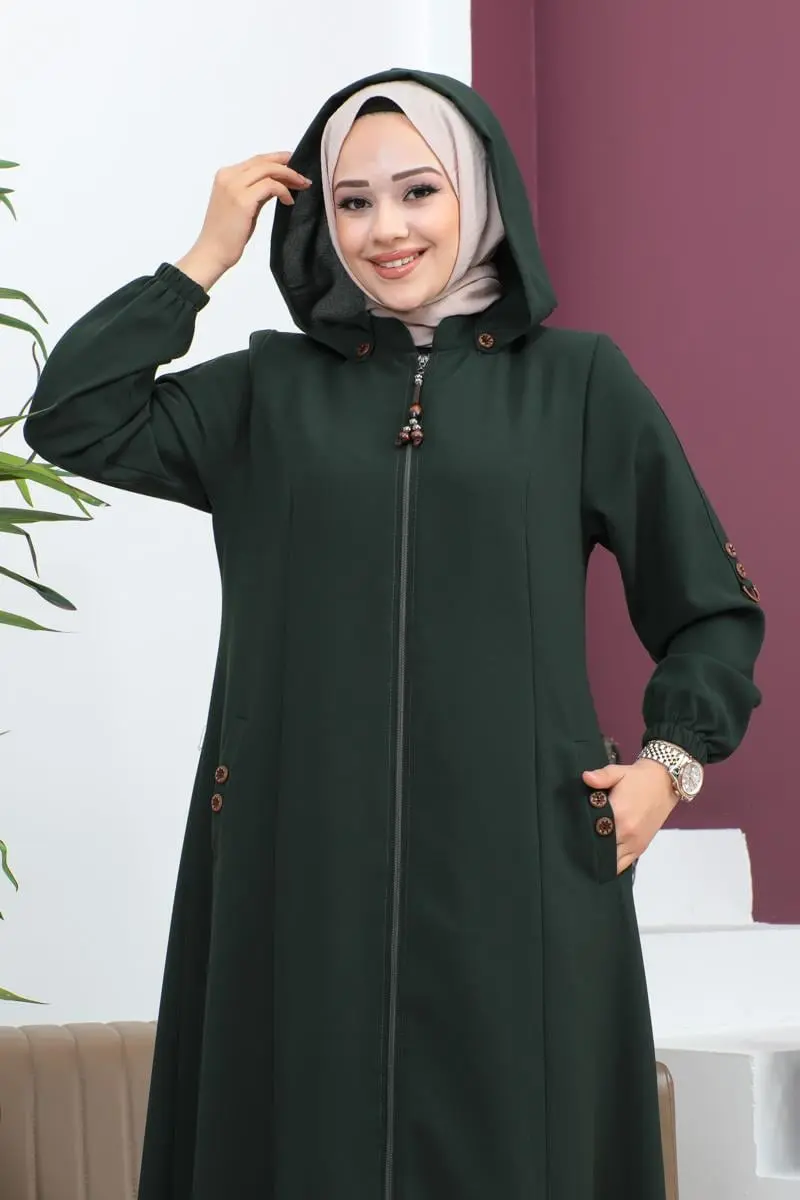 Nakış Işlemeli Ferace Haki-detail